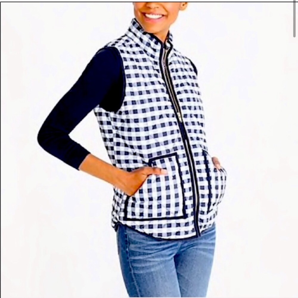 J. Crew plaid buffalo check down vest